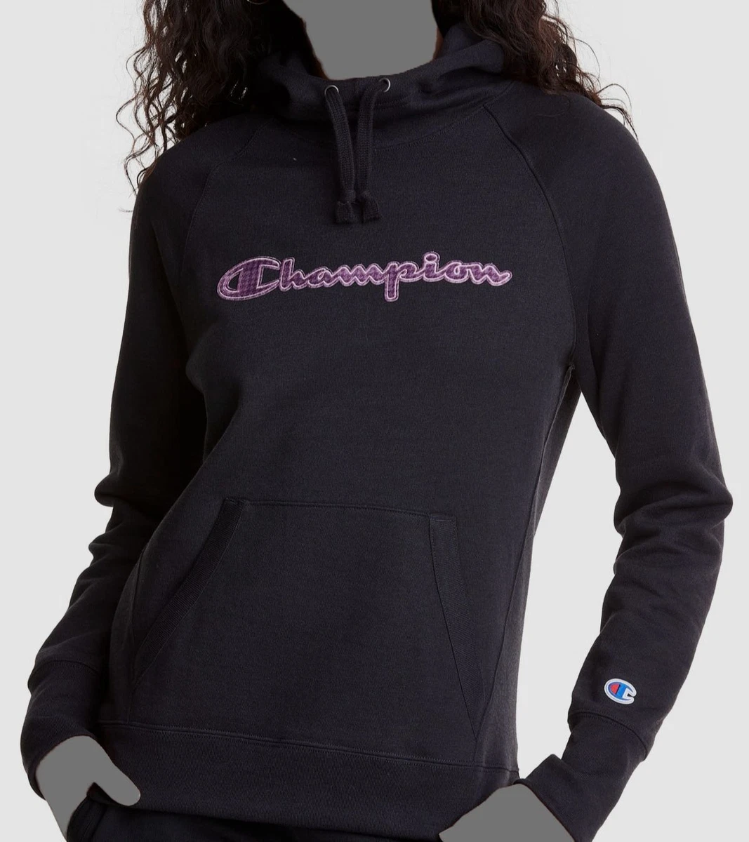 Black and pink champion store hoodie