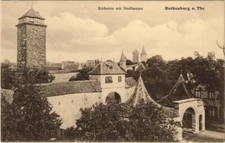 Old postcard Rothenburg Rodertor with city wall GERMANY (1076684)