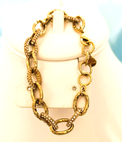 Stella & Dot Women's Bracelet Goldtone Links Sparkling Crystals Adjustable - Picture 15 of 17