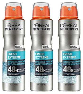 Loreal Men Expert Fresh Extreme Deospray 48h Anti-Transparent Deodorant 3x 150ml