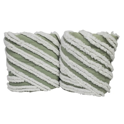 Set/2 Pottery Barn Dorm Modern Artisan Comforter Shams Sage/Ivory
