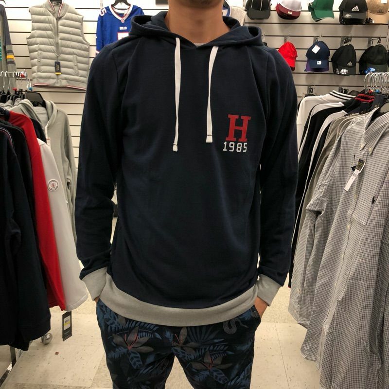 NWT Tommy Hilfiger Men's Modern Essential Pullover Hoodie Navy Grey S M L Spring image 4