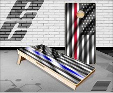 Police Firefighter American Flags Cornhole Boards Bean Bag Toss Game