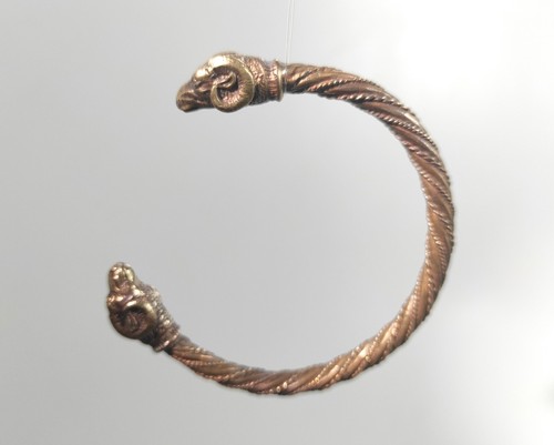 Viking Norse Bracelet, Pagan Ram Head Torque Arm Ring, Mens Jewelry Torque - Picture 3 of 5