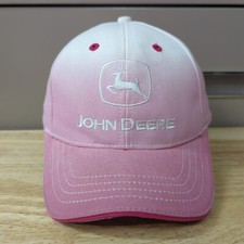 John Deere Pink Hat White Embroidered Logo Baseball Cap Womens