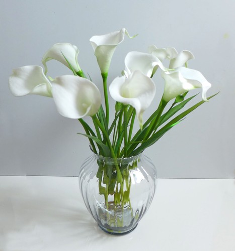 10 Stück Calla Lilie künstliche PU Blume mit Gras Hochzeit Dekoration (#72) - Bild 2 von 4