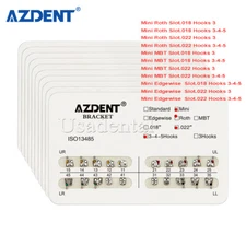 10Pack Dental Orthodontics Metal Braces Brackets Mini Roth/MBT 022 018 Hooks 345