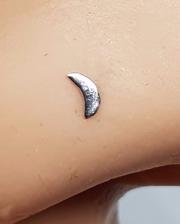 Nose Stud Moon Crescent 925 Sterling Silver 22g (0.6mm) Straight Pin L Bendable