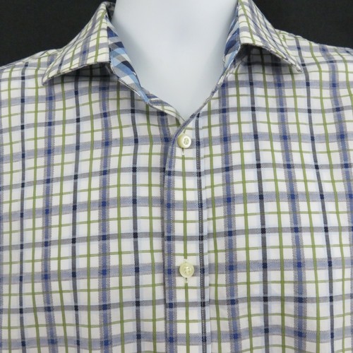 Camisa a Cuadros Thomas Dean Azul Verde LS Puño Abatible Para Hombres XL Club Mezcla Combinación - Imagen 2 de 12