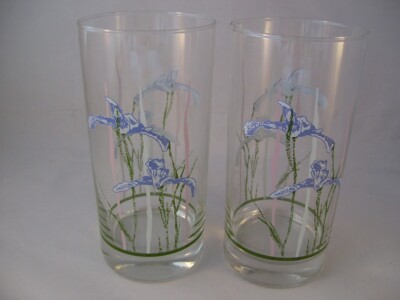 Corelle Compatibles Shadow Iris 2 Iced Tea Glasses 16 oz Tumblers Corning Glass