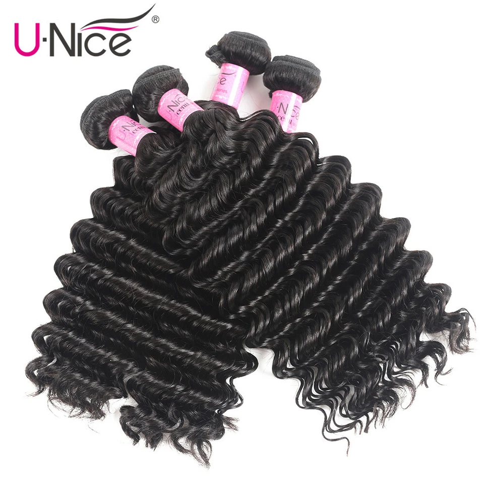 Extensiones de cabello 100 % humano rizadas de onda profunda peruanas UNICE 1/3 paquetes tejido de cabello Foto 4 de 4