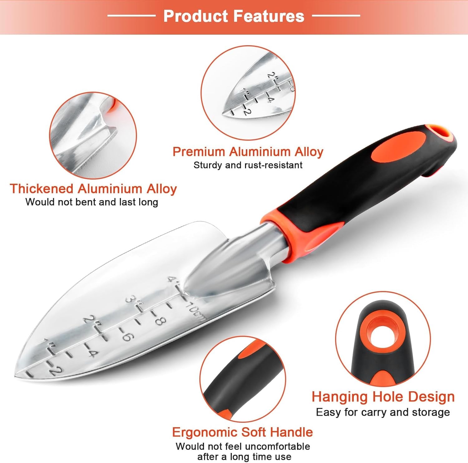 Garden Shovel Trowel Tool Set, 2 Pack Heavy Duty Gardening Orange 