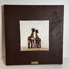 Robyn Nel Signed Giraffe Namibia Africa 3-D Art Sculpture Wall Hanging Painting