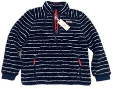 Vineyard Vines Shep Shirt Girls L Striped Sherpa 1/4 Zip Sweatshirt Navy - NWT