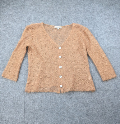 Ball of Cotton Cardigan Women Large Super Kid Mohair Open Knit Cottage Lagenlook
