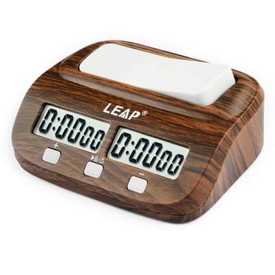 LEAP Chess Clock Digital Chess Timer for Chess Board Game Woodgrain Finish