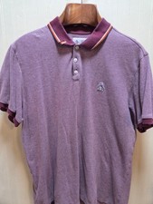 Original Penguin Polo Shirt Mens 2XL Purple Contrast Collar Short Sleeve Logo