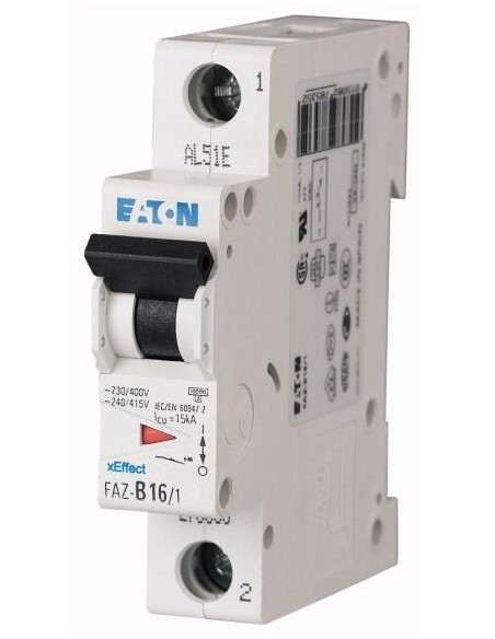 Disjoncteur FAZ Eaton 1P 15kA compact avec courbe B de déclenchement rapide