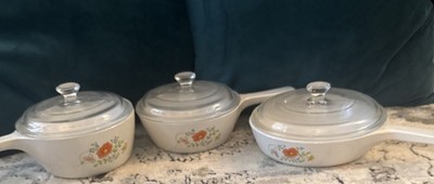 VTG Corning Ware Wild Flower 6 Piece Set 2x P-82-B & 1x P-83-B with Lids 