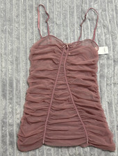 Wild Fable Pink Ruched Mesh Sweetheart Spaghetti Strap Cami Tank Women's M