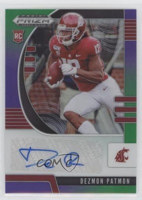 2020 Prizm Draft Picks Rookies Purple & Green Dezmon Patmon Rookie Auto RC 2a9