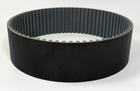 Black ribbed belt with silver edge, displayed on a plain white background.