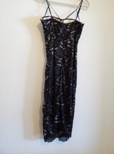Women's AX Paris Black nude Crochet Floral Dress broderie englais Size 12 BNWT - Picture 4 of 14