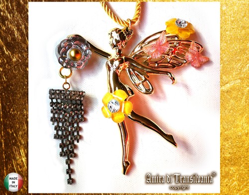 Woman Jewelry Luxury Necklace Golden Fairy Butterfly Ballerina Pendant Flowers - Picture 12 of 24