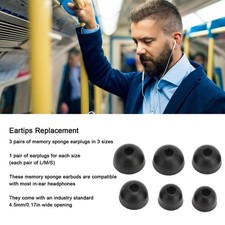 6pcs Eartips Replacement Noise Isolation Foam Ear Tips for Most of Earphones