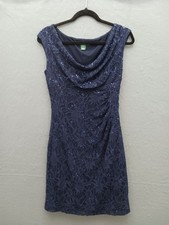 Lauren Ralph Lauren Women's Sheath Mini Dress 8 Navy Lace Sequin