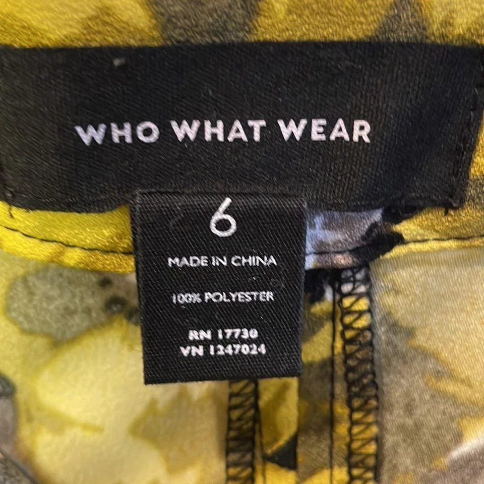 Who What Wear Falda plisada espalda floral amarilla negra talla 6 Foto 4 de 4