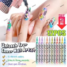 12 Colors Nail Art Pens Set, 2026 New DIY Nail Art Markers Drawing Painting Line