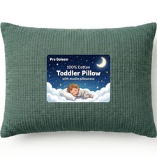 Pro Goleem Toddler Pillow with 100 Muslin Cotton 18x13 Inch, Green