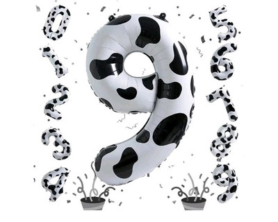 Cow Decoration Balloon 9, 40 Inch Helium Number 9
