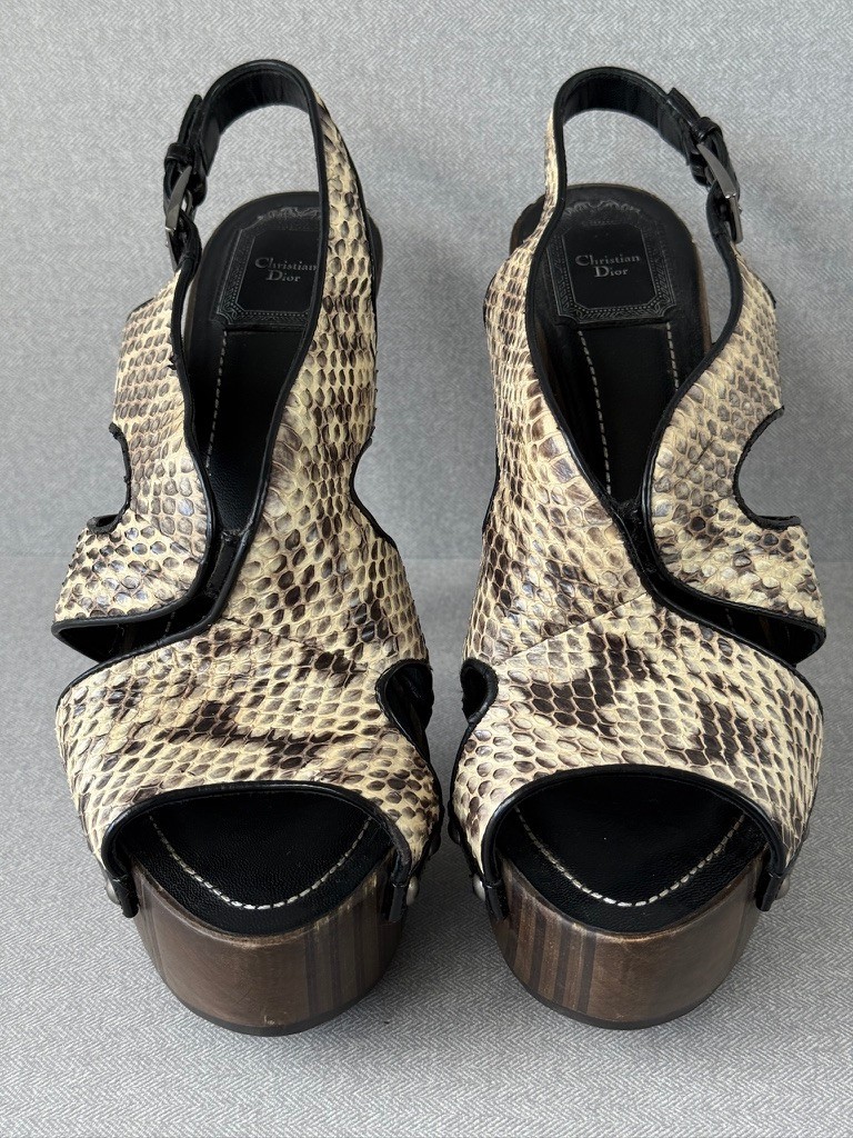 Christian Dior Feline Python Platform Sandals Woo… - image 12