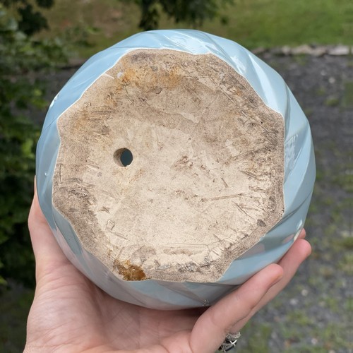 Vintage Vogelhaus blau glasiert Keramik Art Deco moderner Stil Gartendeko - Bild 8 von 12