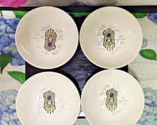 Vintage 1950s MCM Marcrest "Gay Nineties" Set of Four Desert Fruit Bowls 5.5" D