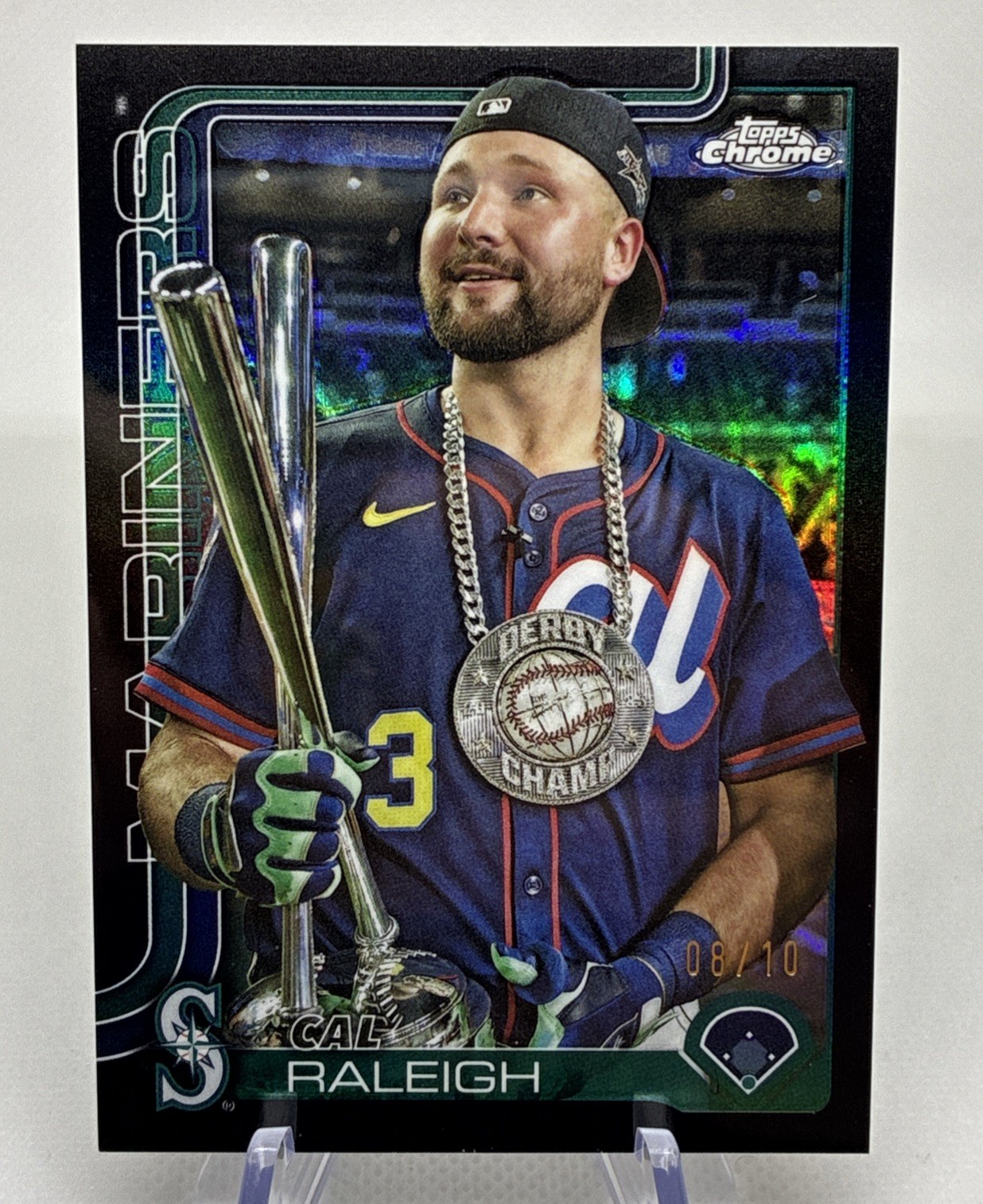 2025 Topps Chrome Update Cal Raleigh USC45 Black Image Variation /10 Mariners