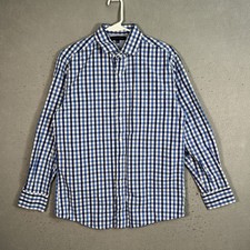 Tommy Hilfiger Check Button Shirt Adult 15 1/2 32 - 33 Blue White Long Sleeve