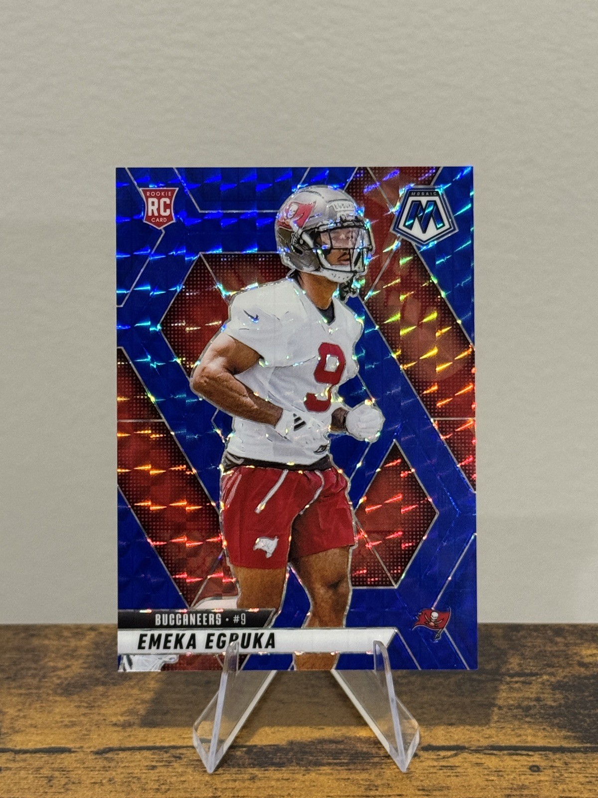 2025 Panini Mosaic Emeka Egbuka #376 Blue Prizm RC /99 Buccaneers