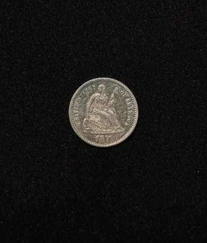 1871 Toned Seated Liberty Silver Half Dime 5c Higher Grade AU Details