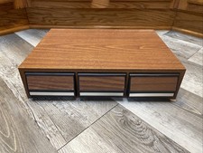 Vintage Cassette Tape Stackable 3 Drawer Holder Faux Wood Storage Case Hold 42 C
