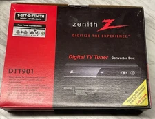 Zenith DTT901 Digital TV Tuner Converter Box with Remote and Cables in Box