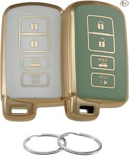 TPU Key Fob Cover Compatible with 2012-2019 Avalon Camry Corolla -White/Green