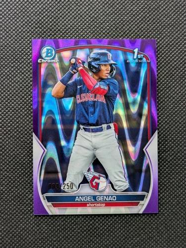2023 Bowman Chrome #BCP-140 Angel Genao 1st Purple Raywave Refractor /250