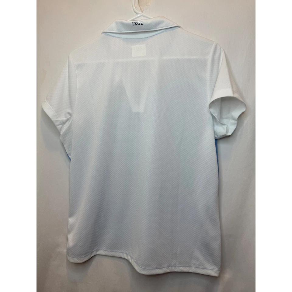 IZOD 高尔夫女式 XL 蓝色白色短袖 Polo 衫 Vneck 吸汗舒适 — 第 3/3 张图片