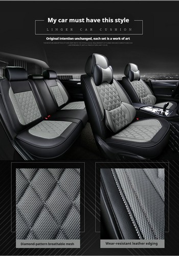 Fit Ford Nappa Leather Car Seat Covers 4-Door Front & Rear Full Set Cushion Pad - Imagen 3 de 20