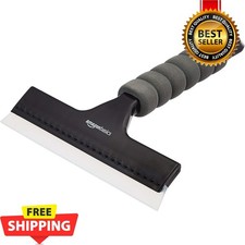 8in Window Squeegee with Handle Silicone Blade for Car Shower Glass Mirror Black