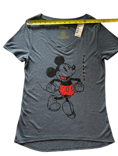 Disney Mickey Mouse Womens Blue T Shirt Medium V Neck Short Sleeve NWT - Picture 4 of 14