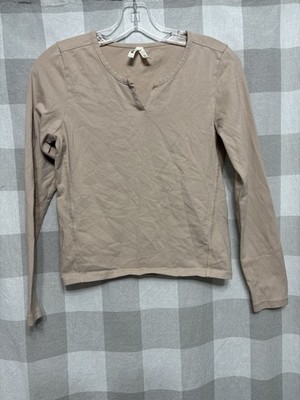 Pact Organic Cotton Beige Long Sleeve Long Crop Top Size XS